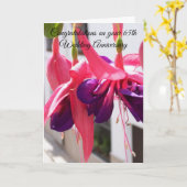 Fuchsia 65th Wedding Jubileum Kaart (Gele Bloem)