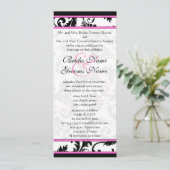 Fuchsia 9x4 Damask Swirls Weddenschap Kaart (Staand voorkant)