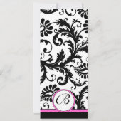 Fuchsia 9x4 Damask Swirls Weddenschap Kaart (Achterkant)