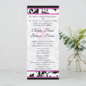 Fuchsia 9x4 Damask Swirls Weddenschap Kaart (Staand voorkant)