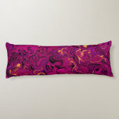 Fuchsia abstract vloeistofkunst, vetroze textuur lichaamskussen (Achterkant)