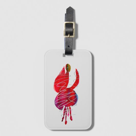 Fuchsia abstracte waterverf floraal bagagelabel (Voorkant (verticaal))