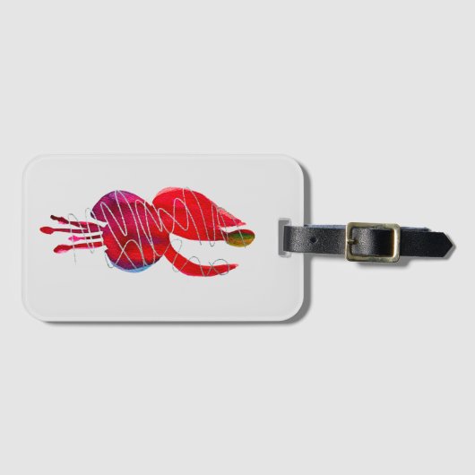 Fuchsia abstracte waterverf floraal bagagelabel (Voorkant (horizontaal))