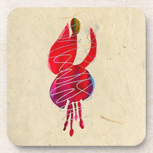 Fuchsia abstracte waterverf floraal bier onderzetter (Voorkant)