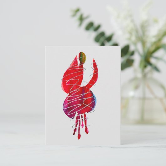 Fuchsia abstracte waterverf floraal briefkaart (Staand voorkant)