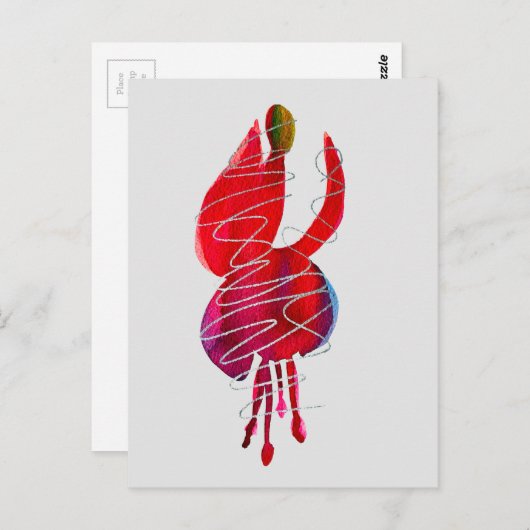 Fuchsia abstracte waterverf floraal briefkaart (Voorkant / Achterkant)