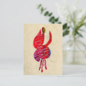 Fuchsia abstracte waterverf floraal briefkaart (Staand voorkant)