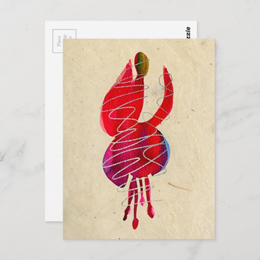 Fuchsia abstracte waterverf floraal briefkaart (Voorkant / Achterkant)