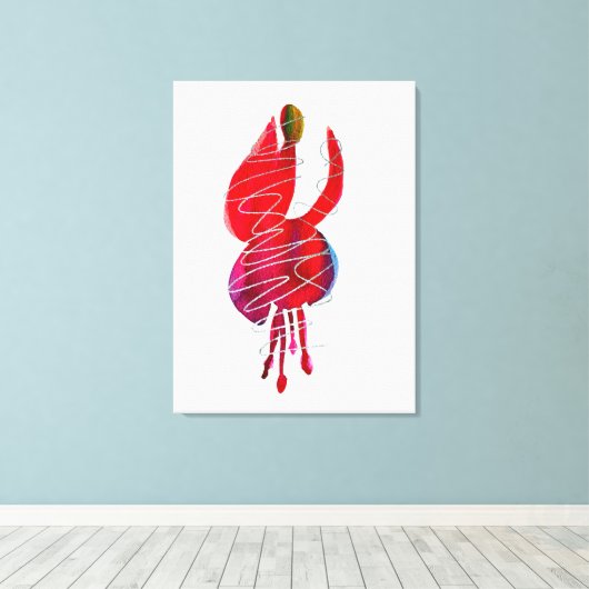 Fuchsia abstracte waterverf floraal canvas afdruk (Insitu (Houten vloer))