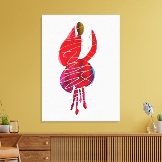 Fuchsia abstracte waterverf floraal canvas afdruk (Insitu (Woonkamer))