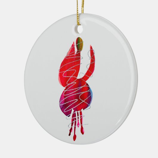 Fuchsia abstracte waterverf floraal keramisch ornament (Links)