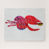 Fuchsia abstracte waterverf floraal legpuzzel (Horizontaal)