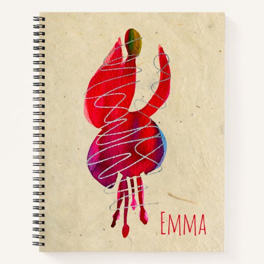 Fuchsia abstracte waterverf floraal notitieboek (Voorkant)