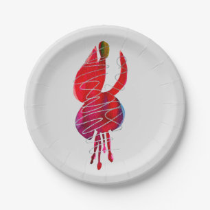 Fuchsia abstracte waterverf floraal papieren bordje