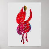 Fuchsia abstracte waterverf floraal poster (Voorkant)