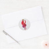 Fuchsia abstracte waterverf floraal ronde sticker (Envelop)