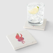 Fuchsia abstracte waterverf floraal stenen onderzetter (Zijkant)