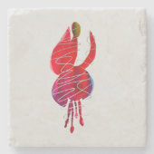 Fuchsia abstracte waterverf floraal stenen onderzetter (Voorkant)