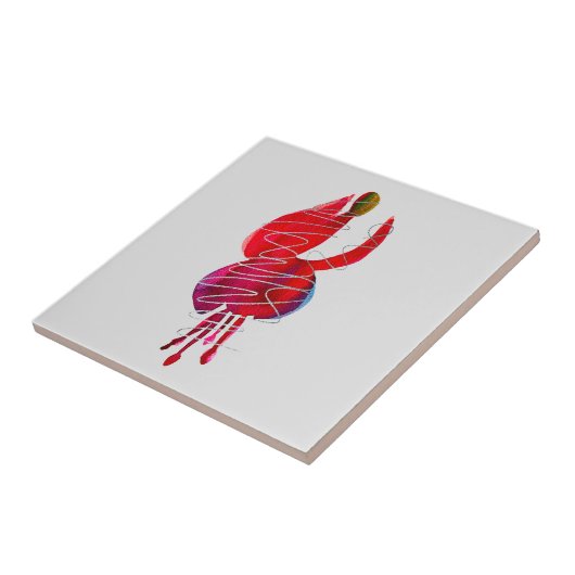 Fuchsia abstracte waterverf floraal tegeltje (Zijkant)