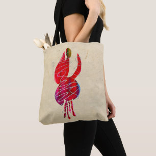 Fuchsia abstracte waterverf floraal tote bag