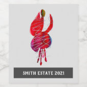 Fuchsia abstracte waterverf floraal wijn etiket (Enkel label)