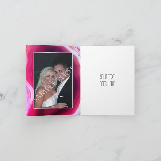 Fuchsia agaat slice geode bruiloft Dank u foto Bedankkaart (Binnen)