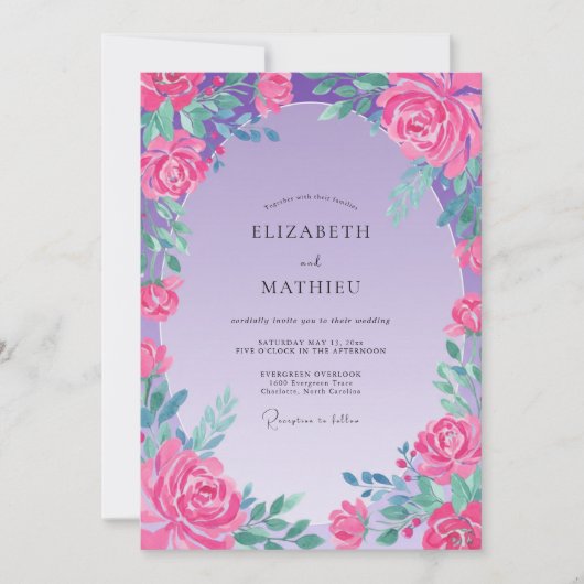 Fuchsia Amethyst Roze Trouwen Kaart (Voorkant)