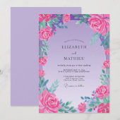 Fuchsia Amethyst Roze Trouwen Kaart (Voorkant / Achterkant)