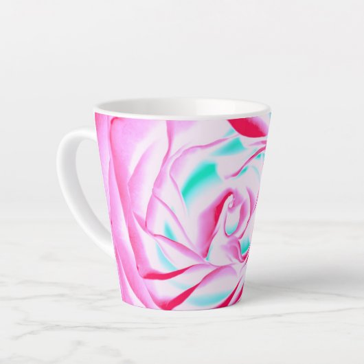 Fuchsia and Aqua Floral Design Latte Mok (Linkerhoek)