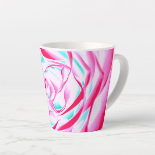 Fuchsia and Aqua Floral Design Latte Mok (Rechterhoek)