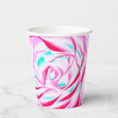 Fuchsia and Aqua Floral Design Paper cup Papieren Bekers (Achterkant)