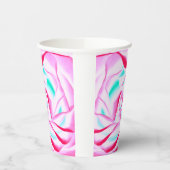 Fuchsia and Aqua Floral Design Paper cup Papieren Bekers (Links)