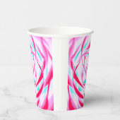 Fuchsia and Aqua Floral Design Paper cup Papieren Bekers (Rechts)