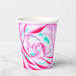 Fuchsia and Aqua Floral Design Paper cup Papieren Bekers