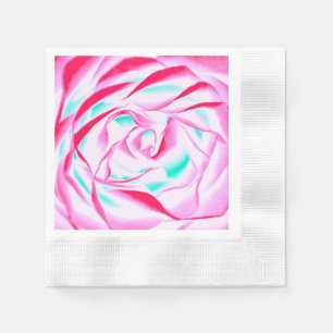 Fuchsia and Aqua Floral Print Paper Napkin Servet