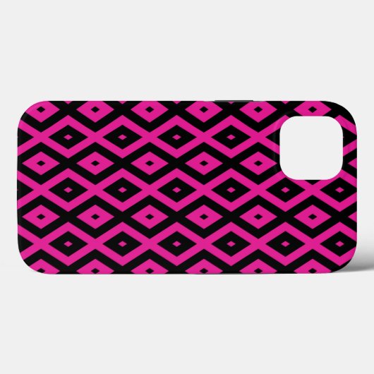 Fuchsia and black diamond Patroon Hoesje-Mate iPho Case-Mate iPhone Case (Achterkant (horizontaal))