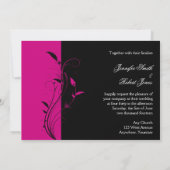 Fuchsia and Black Floral Wedding Invitation Kaart (Achterkant)