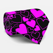 Fuchsia and Black, Hollow and Solid Hearts Stropda Stropdas (Opgerold)