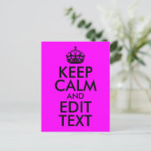 Fuchsia and Black Keep Calm and Edit Text Briefkaart (Staand voorkant)