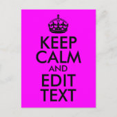 Fuchsia and Black Keep Calm and Edit Text Briefkaart (Voorkant)