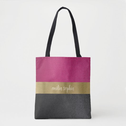 Fuchsia and Black met Gold Tote Bag (Voorkant)