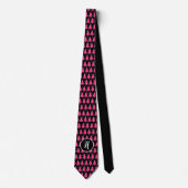 Fuchsia and Black Monogram kerstboom Stropdas (Voorkant)