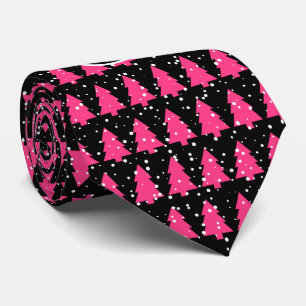 Fuchsia and Black Monogram kerstboom Stropdas