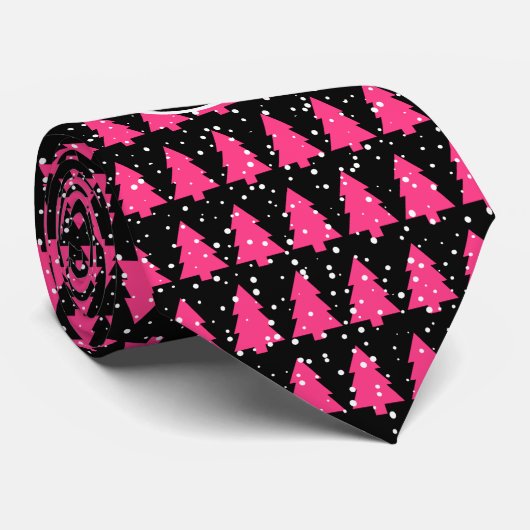 Fuchsia and Black Monogram kerstboom Stropdas (Opgerold)