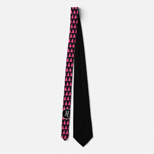 Fuchsia and Black Monogram kerstboom Stropdas (Achterkant)
