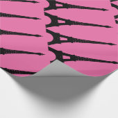 Fuchsia and Black Paris Wrapping Paper Cadeaupapier (Hoek)