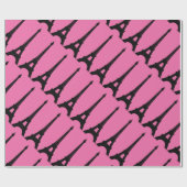 Fuchsia and Black Paris Wrapping Paper Cadeaupapier (Vlak)