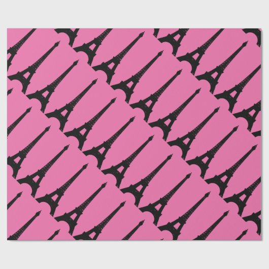 Fuchsia and Black Paris Wrapping Paper Cadeaupapier (Vlak)