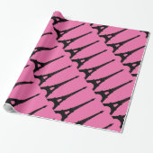 Fuchsia and Black Paris Wrapping Paper Cadeaupapier (Uitgerold)