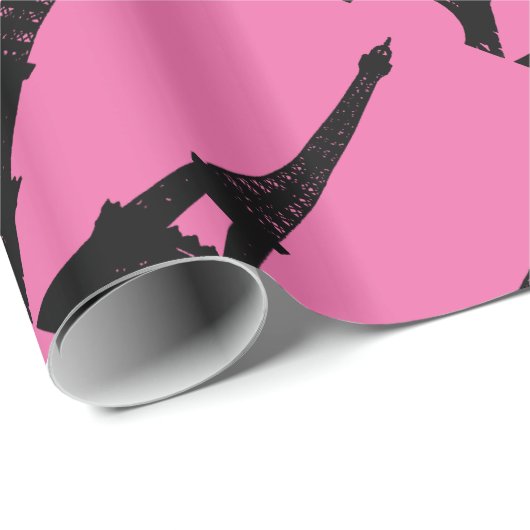 Fuchsia and Black Paris Wrapping Paper Cadeaupapier (Rol Hoek)